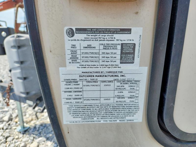 2013 Kodiak Recreational Vehicle (rv) მანქანა იყიდება აუქციონზე, vin: 47CTS5P24DK171256, აუქციონის ნომერი: 66450196