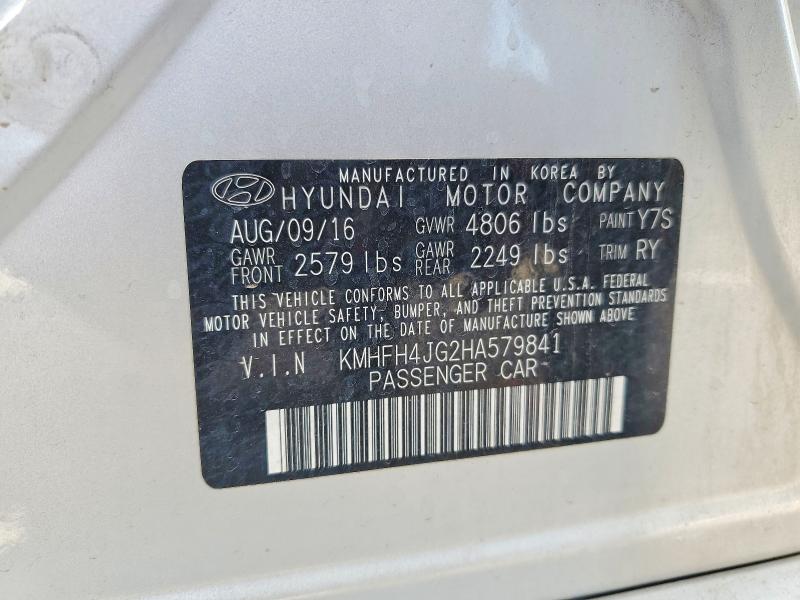 Aukcja sprzedaży 2017 Hyundai Azera, vin: KMHFH4JG2HA579841, numer aukcji: 64440856