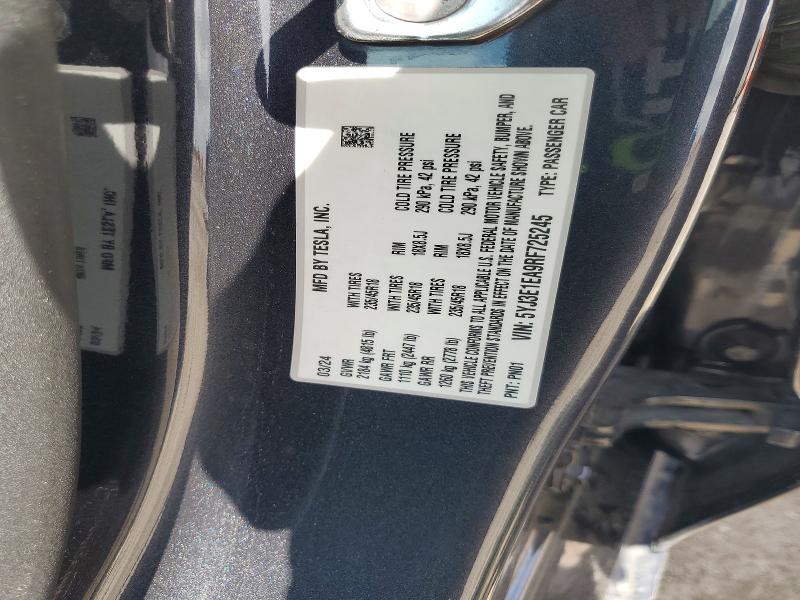 Aukcja sprzedaży 2024 Tesla Model 3, vin: 5YJ3E1EA9RF725245, numer aukcji: 64943586