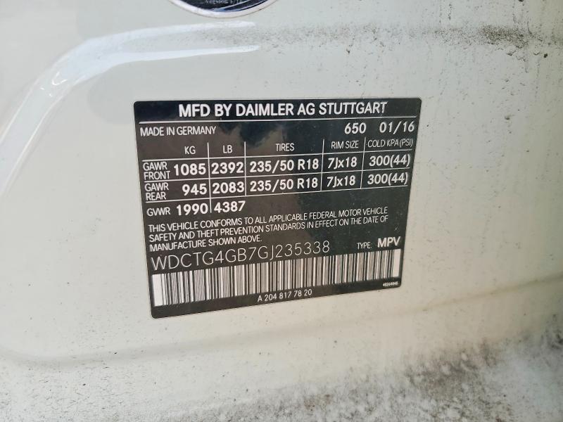 Aukcja sprzedaży 2016 Mercedes-benz Gla, vin: WDCTG4GB7GJ235338, numer aukcji: 61324306