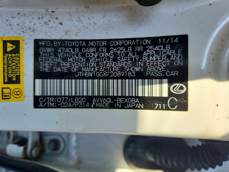 Aukcja sprzedaży 2015 Lexus Es, vin: JTHBW1GGXF2089183, numer aukcji: 63776916