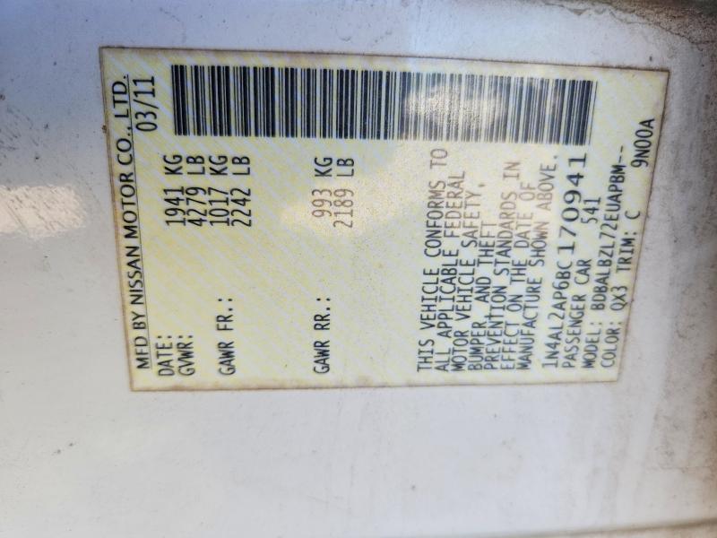 62508406 :رقم المزاد ، 1N4AL2AP6BC170941 vin ، 2011 Nissan Altima مزاد بيع