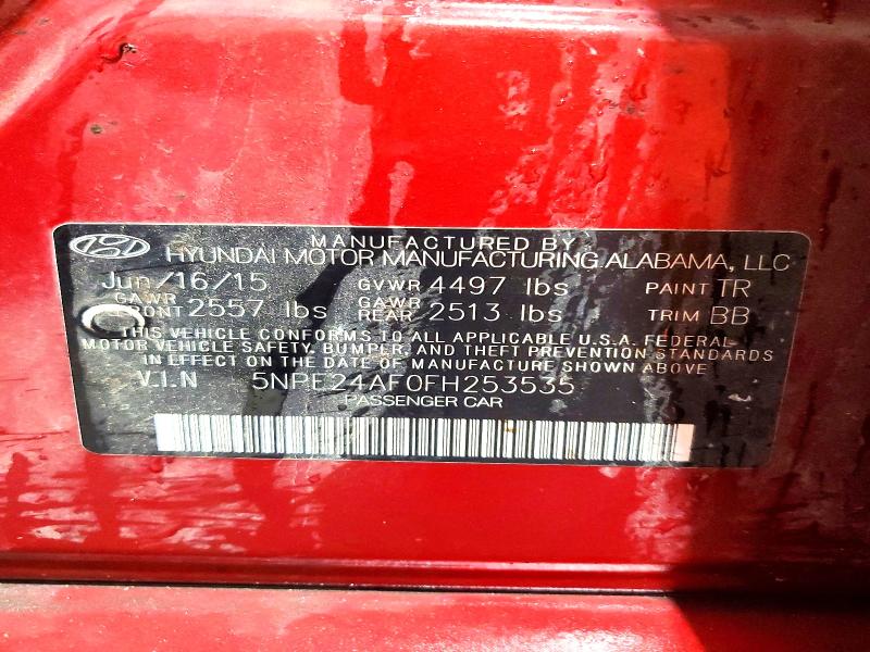2015 Hyundai Sonata მანქანა იყიდება აუქციონზე, vin: 5NPE24AF0FH253535, აუქციონის ნომერი: 63589996