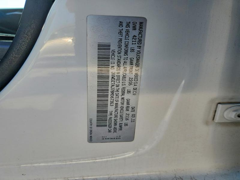Aukcja sprzedaży 2011 Volkswagen Jetta, vin: 3VWDZ7AJ7BM367353, numer aukcji: 64034786