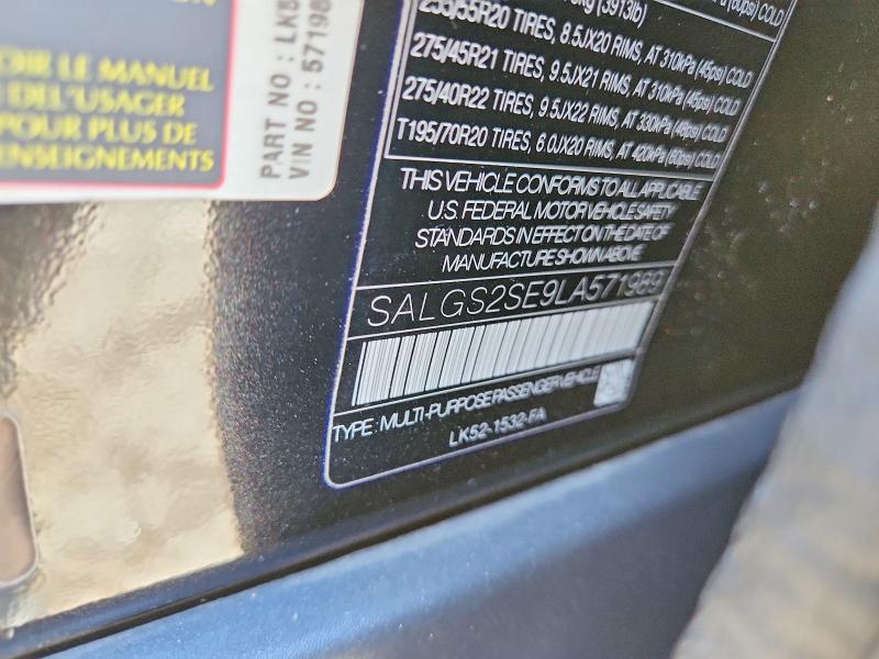 66427826 :رقم المزاد ، SALGS2SE9LA571989 vin ، 2020 Land Rover Range Rover مزاد بيع