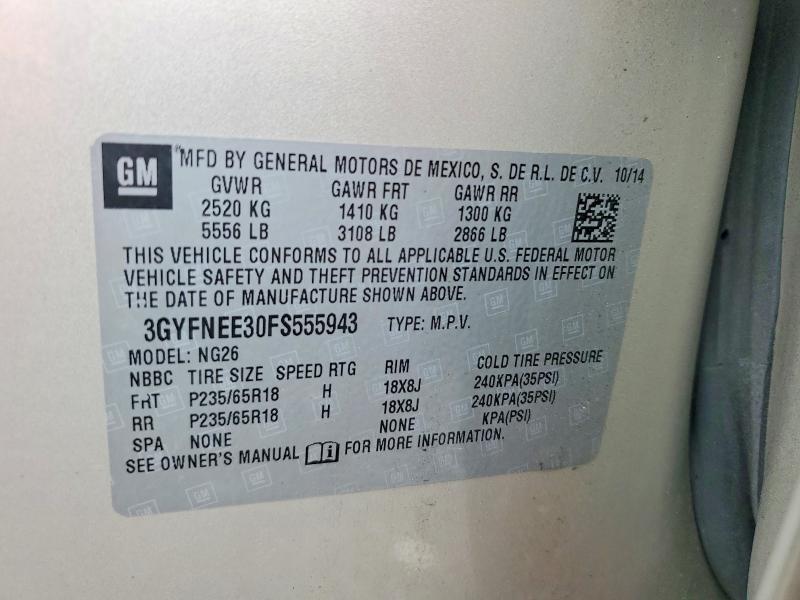 Aukcja sprzedaży 2015 Cadillac Srx, vin: 3GYFNEE30FS555943, numer aukcji: 66595726