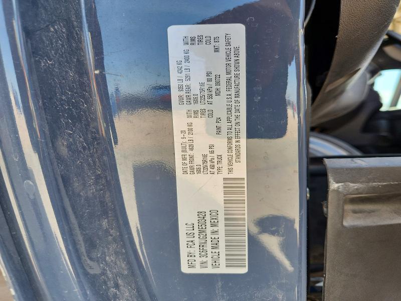 2021 Ram Promaster 3500 მანქანა იყიდება აუქციონზე, vin: 3C6FRVJG2ME503428, აუქციონის ნომერი: 65391416