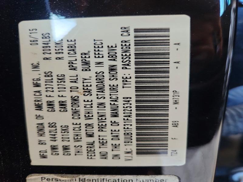 60707086 :رقم المزاد ، 19UUB1F31FA025349 vin ، 2015 Acura Tlx مزاد بيع
