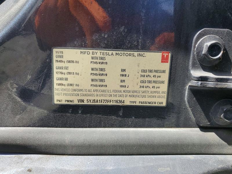 Продаж на аукціоні авто 2015 Tesla Model S, vin: 5YJSA1E22FF116364, номер лоту: 65868486