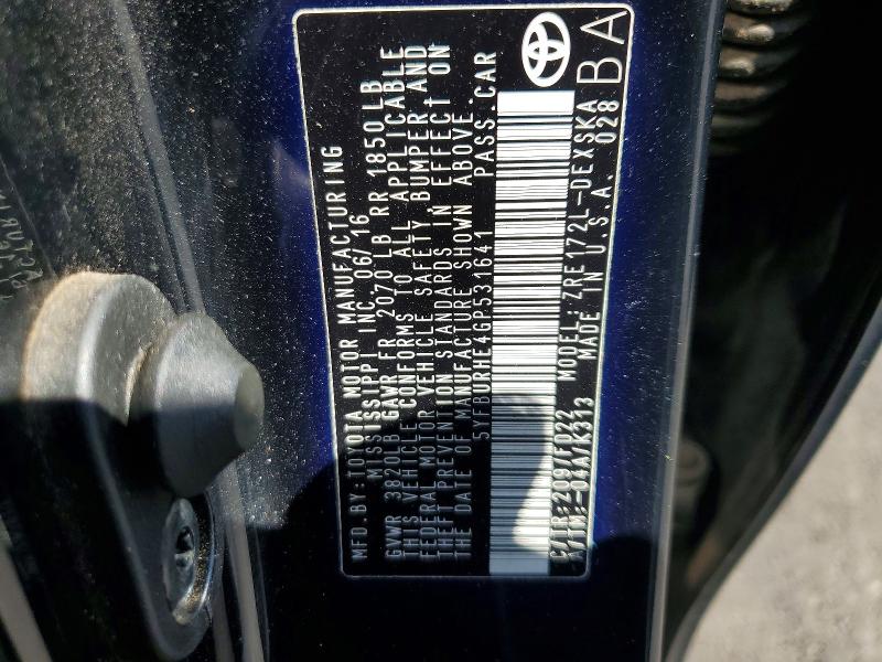 64220156 :رقم المزاد ، 5YFBURHE4GP531641 vin ، 2016 Toyota Corolla مزاد بيع