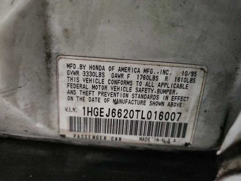 65321086 :رقم المزاد ، 1HGEJ6620TL016007 vin ، 1996 Honda Civic مزاد بيع