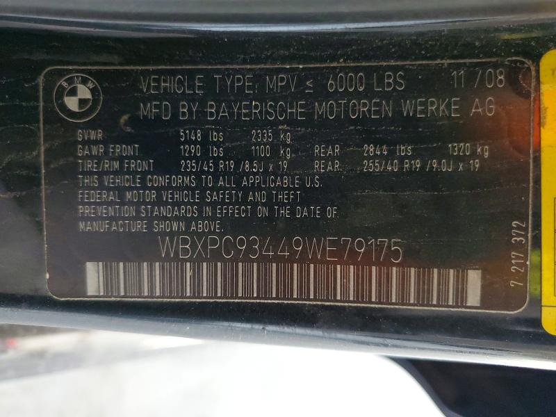 2009 Bmw X3 მანქანა იყიდება აუქციონზე, vin: WBXPC93449WE79175, აუქციონის ნომერი: 66147046
