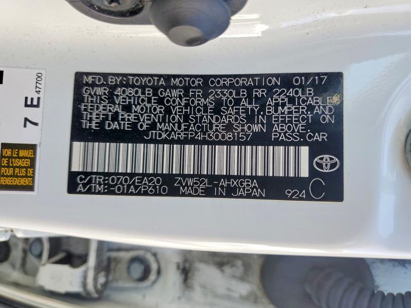 Aukcja sprzedaży 2017 Toyota Prius Prime, vin: JTDKARFP4H3008157, numer aukcji: 64119146