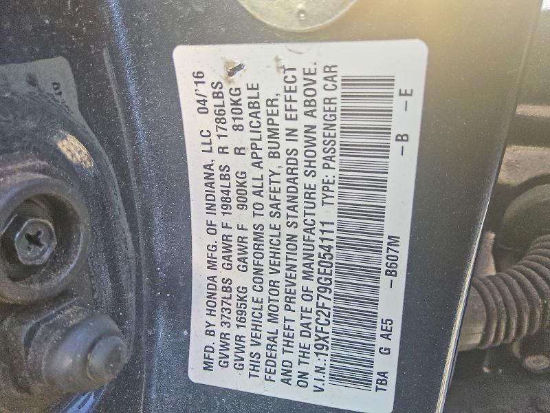 66248746 :رقم المزاد ، 19XFC2F79GE054111 vin ، 2016 Honda Civic مزاد بيع