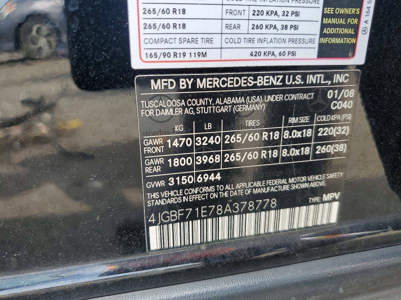Продаж на аукціоні авто 2008 Mercedes-benz Gl, vin: 4JGBF71E78A378778, номер лоту: 65390926