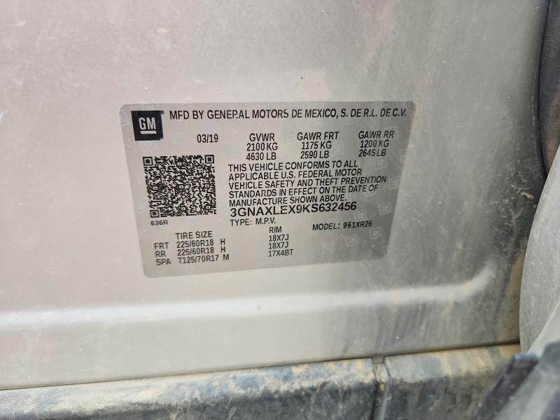 64618126 :رقم المزاد ، 3GNAXLEX9KS632456 vin ، 2019 Chevrolet Equinox مزاد بيع