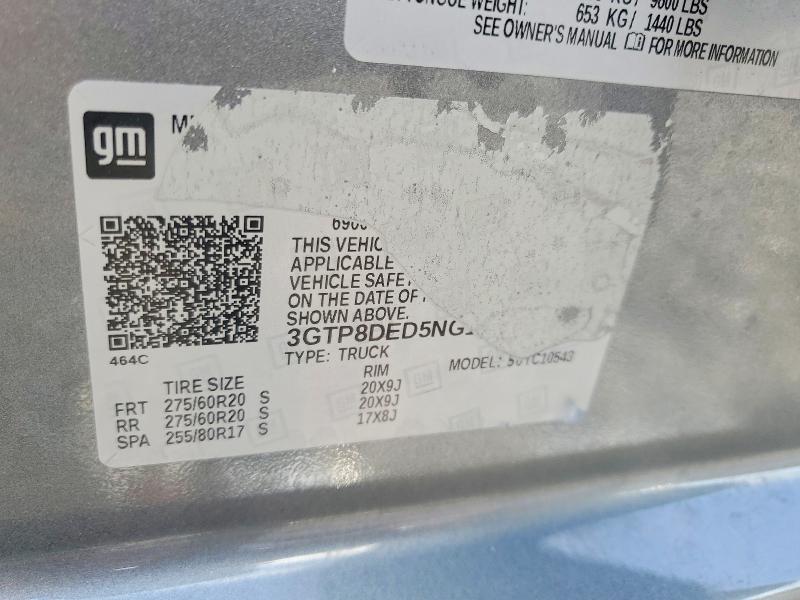 65519066 :رقم المزاد ، 3GTP8DED5NG139750 vin ، 2022 Gmc Sierra Limited مزاد بيع