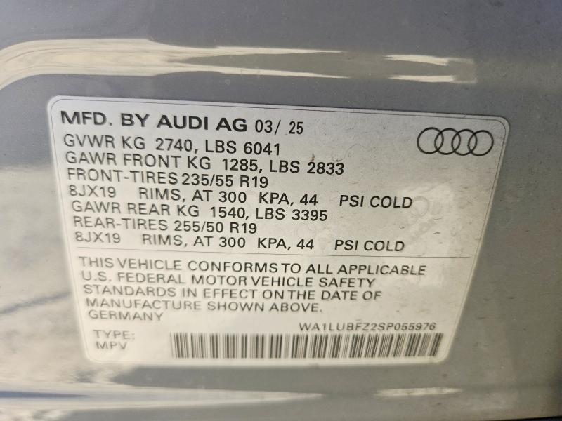 Продажа на аукционе авто 2025 Audi Q4 E-tron, vin: WA1LUBFZ2SP055976, номер лота: 65692936