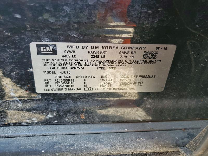 Aukcja sprzedaży 2015 Buick Encore, vin: KL4CJESB4FB267574, numer aukcji: 63948026