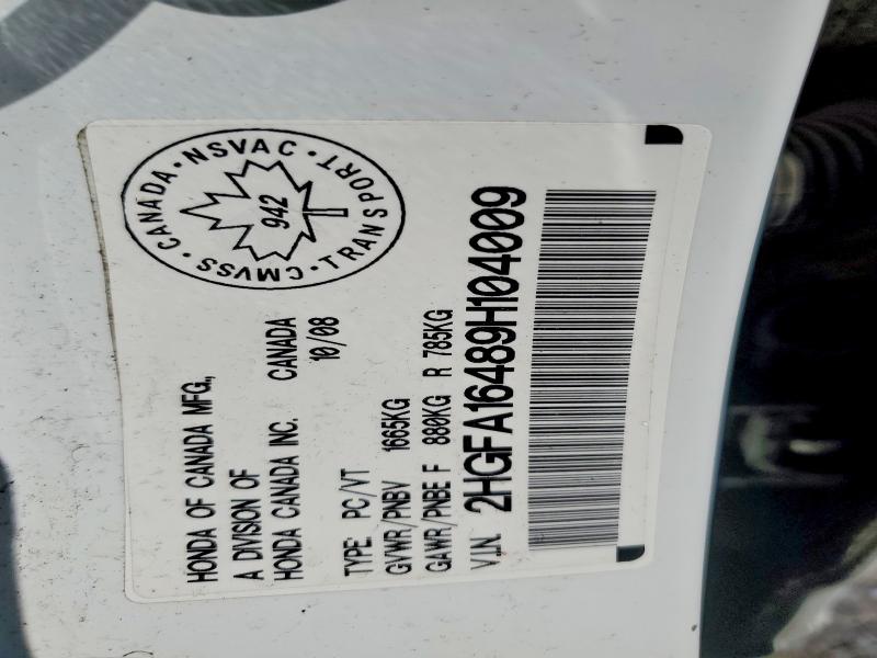 Продаж на аукціоні авто 2009 Honda Civic, vin: 2HGFA16489H104009, номер лоту: 65325316
