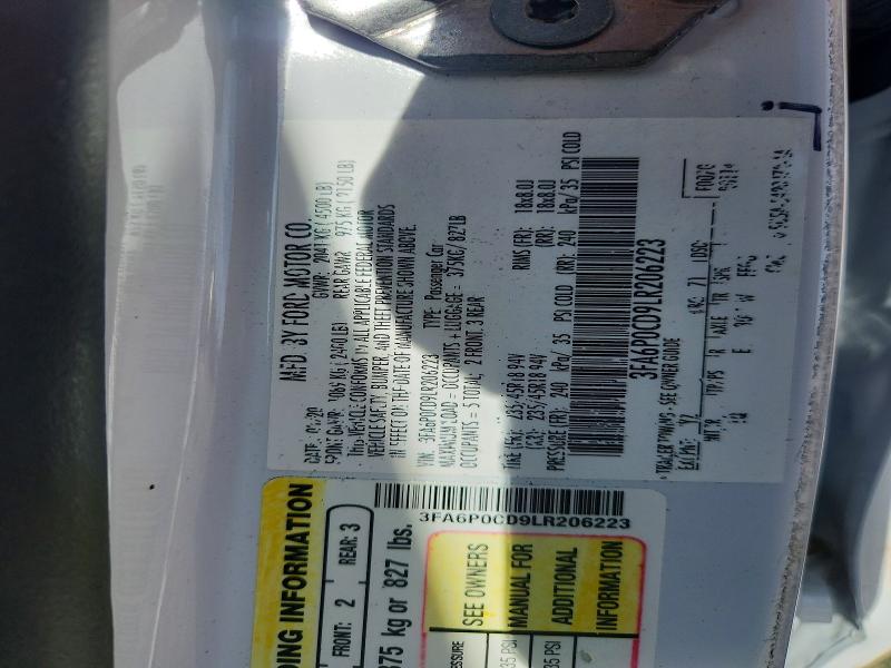 Aukcja sprzedaży 2020 Ford Fusion, vin: 3FA6P0CD9LR206223, numer aukcji: 66193286