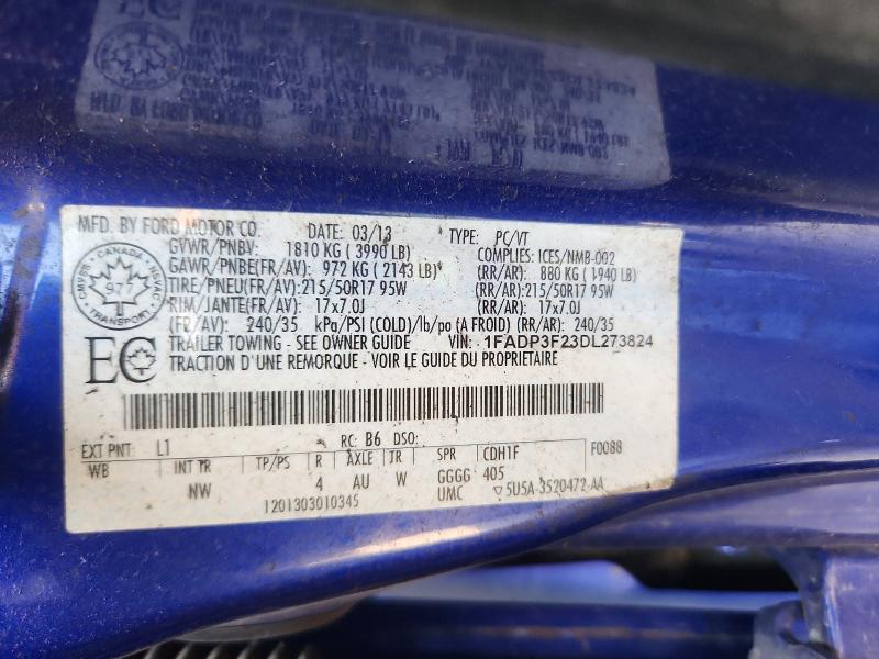 2013 Ford Focus მანქანა იყიდება აუქციონზე, vin: 1FADP3F23DL273824, აუქციონის ნომერი: 66444546