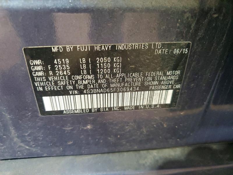 65465736 :رقم المزاد ، 4S3BNAD65F3069434 vin ، 2015 Subaru Legacy مزاد بيع