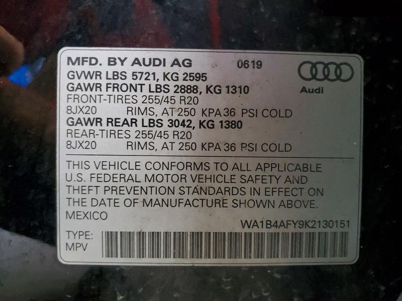 Auction sale of the 2019 Audi Sq5, vin: WA1B4AFY9K2130151, lot number: 66589356