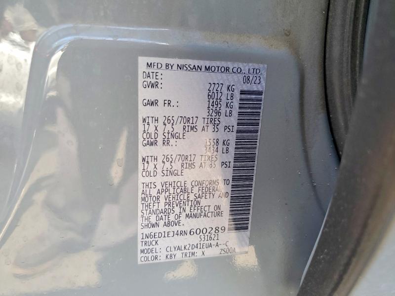 Продажа на аукционе авто 2024 Nissan Frontier, vin: 1N6ED1EJ4RN600289, номер лота: 66320296