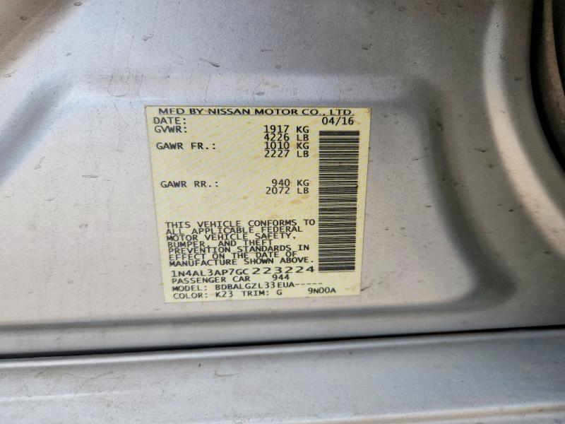 Auction sale of the 2016 Nissan Altima, vin: 1N4AL3AP7GC223224, lot number: 64077556