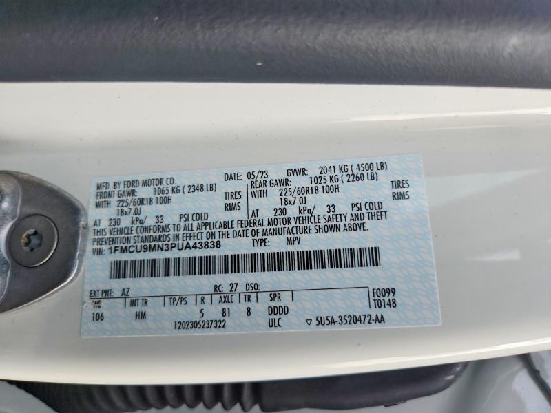 Aukcja sprzedaży 2023 Ford Escape, vin: 1FMCU9MN3PUA43838, numer aukcji: 64375046