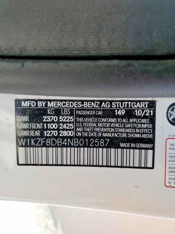 Продажа на аукционе авто 2022 Mercedes-benz E, vin: W1KZF8DB4NB012587, номер лота: 65945496