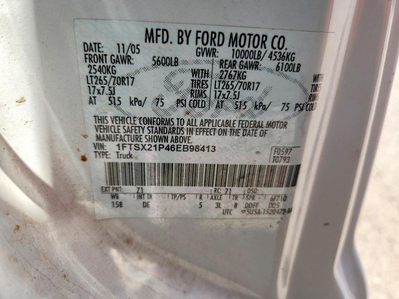 Aukcja sprzedaży 2006 Ford F250, vin: 1FTSX21P46EB98413, numer aukcji: 64644836