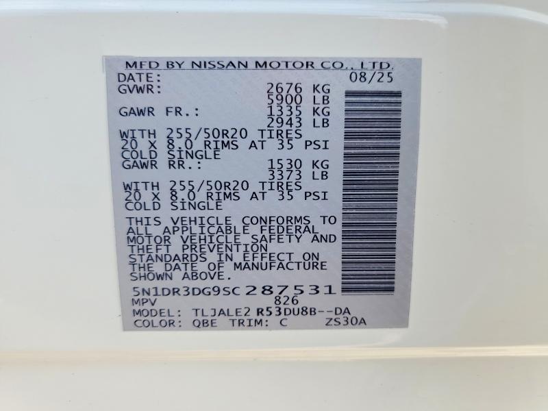 Продаж на аукціоні авто 2025 Nissan Pathfinder, vin: 5N1DR3DG9SC287531, номер лоту: 66347726