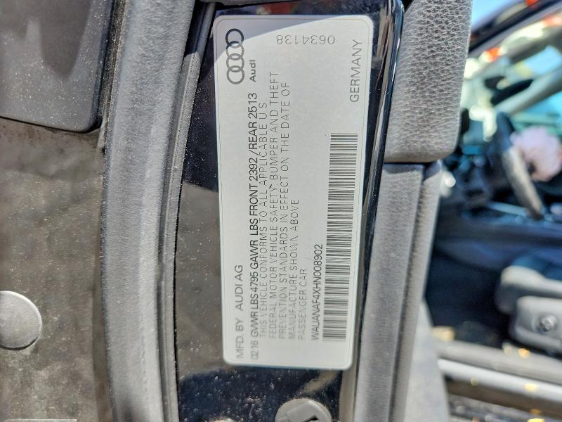 Aukcja sprzedaży 2017 Audi A4, vin: WAUANAF4XHN008902, numer aukcji: 63814136