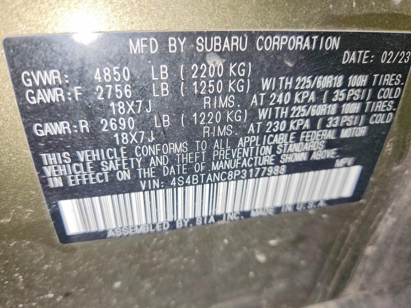 Продажа на аукционе авто 2023 Subaru Outback, vin: 4S4BTANC8P3177988, номер лота: 65911416