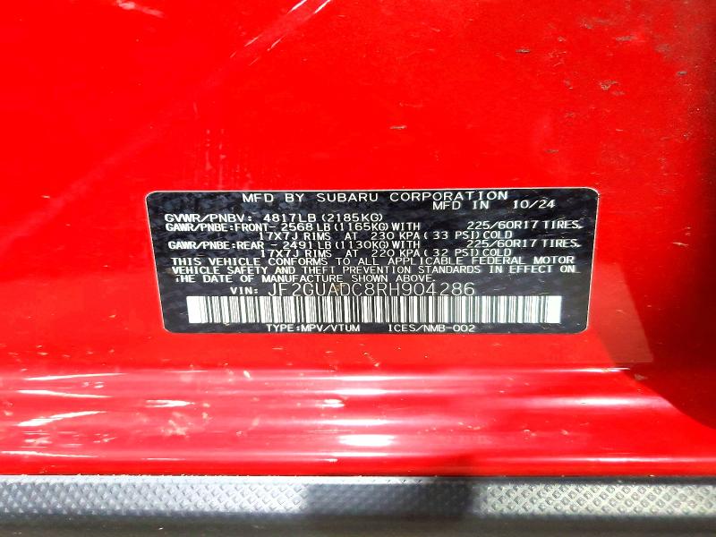 65082066 :رقم المزاد ، JF2GUADC8RH904286 vin ، 2024 Subaru Crosstrek مزاد بيع