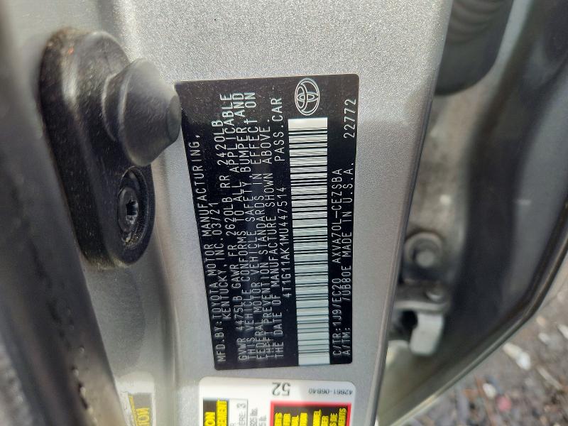 Aukcja sprzedaży 2021 Toyota Camry, vin: 4T1G11AK1MU447514, numer aukcji: 64978256