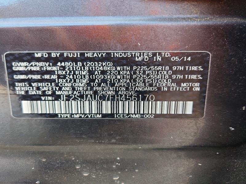 65226136 :رقم المزاد ، JF2SJAUC7FH456170 vin ، 2015 Subaru Forester مزاد بيع