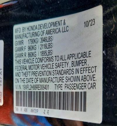 Продаж на аукціоні авто 2024 Honda Civic, vin: 19XFL2H88RE006401, номер лоту: 61508116