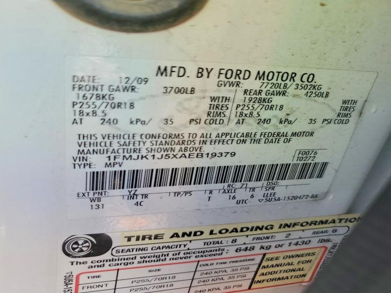 66799996 :رقم المزاد ، 1FMJK1J5XAEB19379 vin ، 2010 Ford Expedition مزاد بيع