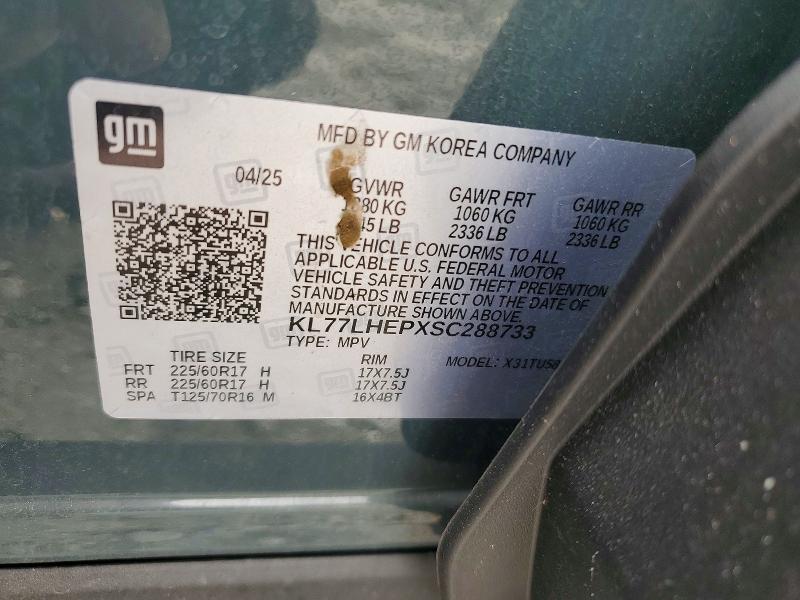 66033116 :رقم المزاد ، KL77LHEPXSC288733 vin ، 2025 Chevrolet Trax مزاد بيع