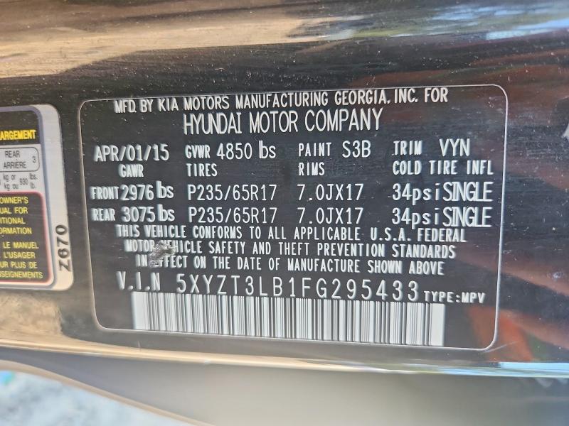66990986 :رقم المزاد ، 5XYZT3LB1FG295433 vin ، 2015 Hyundai Santa Fe Sport مزاد بيع