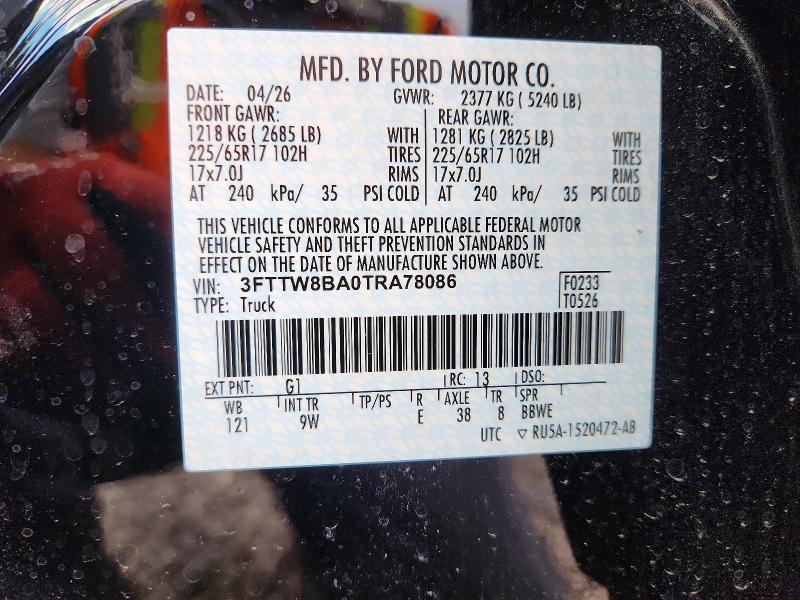 Продажа на аукционе авто 2026 Ford Maverick, vin: 3FTTW8BA0TRA78086, номер лота: 64431506