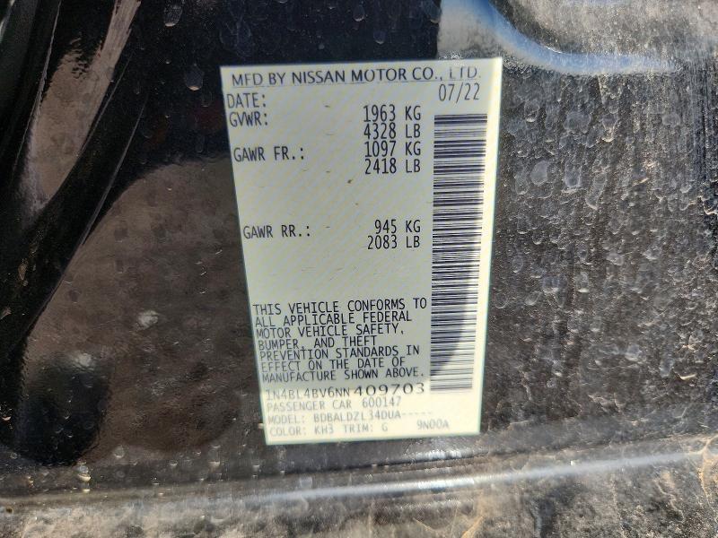 63406386 :رقم المزاد ، 1N4BL4BV6NN409703 vin ، 2022 Nissan Altima مزاد بيع