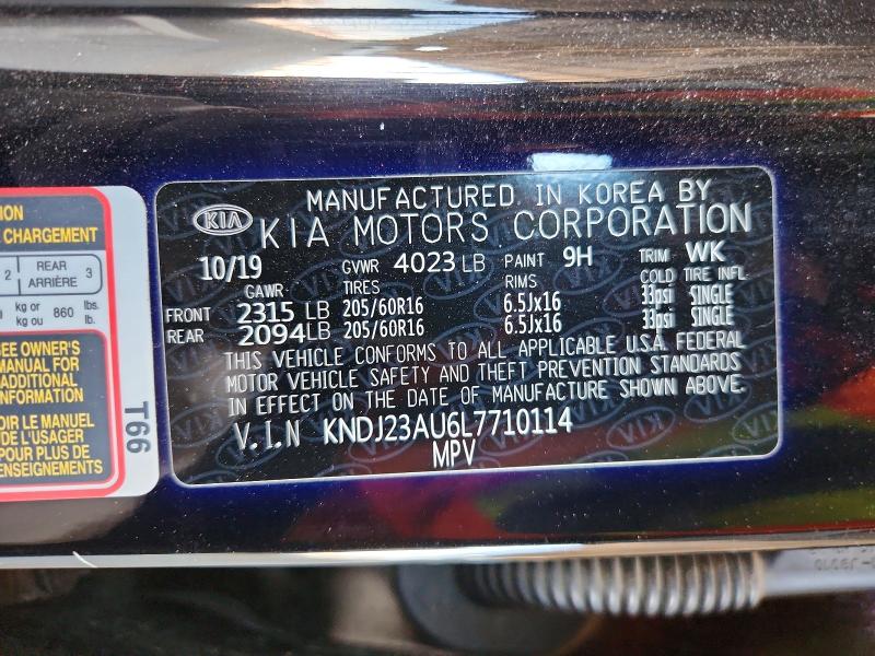 64693996 :رقم المزاد ، KNDJ23AU6L7710114 vin ، 2020 Kia Soul مزاد بيع