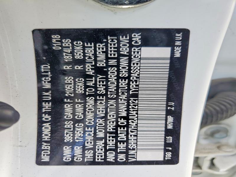 2018 Honda Civic მანქანა იყიდება აუქციონზე, vin: SHHFK7H42JU412121, აუქციონის ნომერი: 63940986