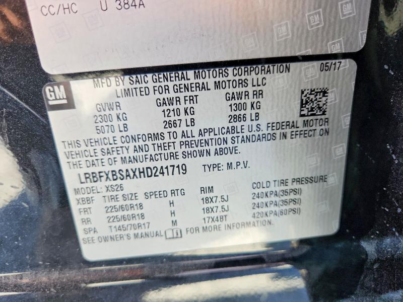 65916236 :رقم المزاد ، LRBFXBSAXHD241719 vin ، 2017 Buick Envision Preferred A مزاد بيع