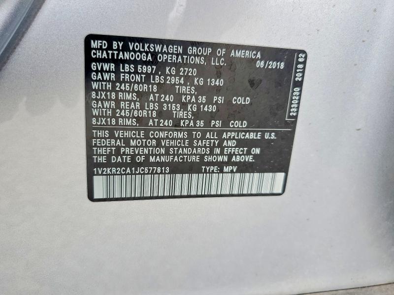 Aukcja sprzedaży 2018 Volkswagen Atlas, vin: 1V2KR2CA1JC577813, numer aukcji: 65187746