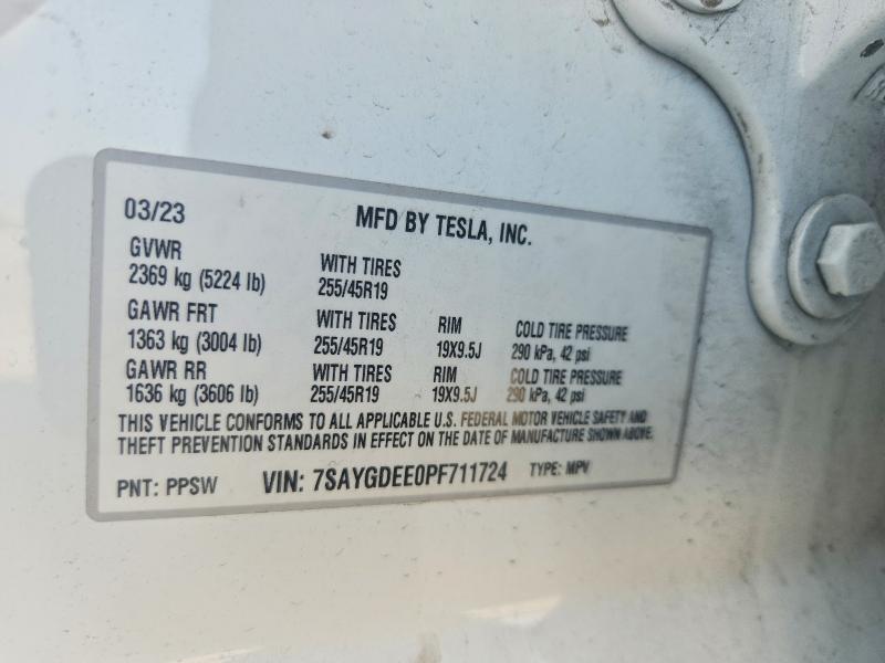 Продаж на аукціоні авто 2023 Tesla Model Y, vin: 7SAYGDEE0PF711724, номер лоту: 63399756